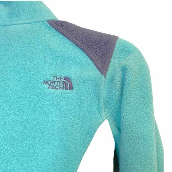 the North Face Fleece Full Zip mock neck Jacket Shell rock Color block Sz Xs - Picture 4 of 11